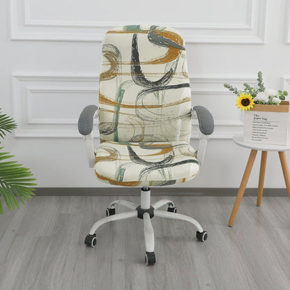 HOKIPO 140gsm Stretchable Office Chair Cover, Parchement Beige Abstract Art - Medium / Large - HOKIPO | Har Ghar ka Humsafar