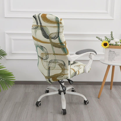 HOKIPO 140gsm Stretchable Office Chair Cover, Parchement Beige Abstract Art - Medium / Large - HOKIPO | Har Ghar ka Humsafar