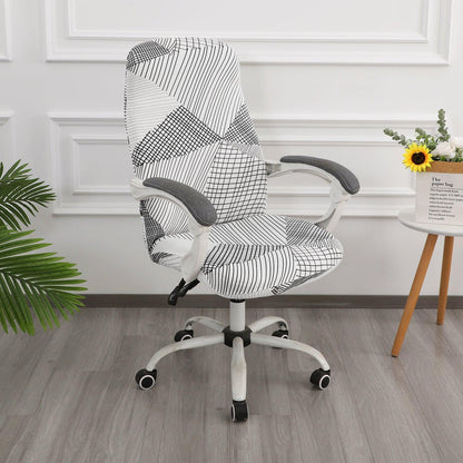 HOKIPO 140gsm Stretchable Office Chair Cover, Snow White Black Geometry - Medium / Large - HOKIPO | Har Ghar ka Humsafar