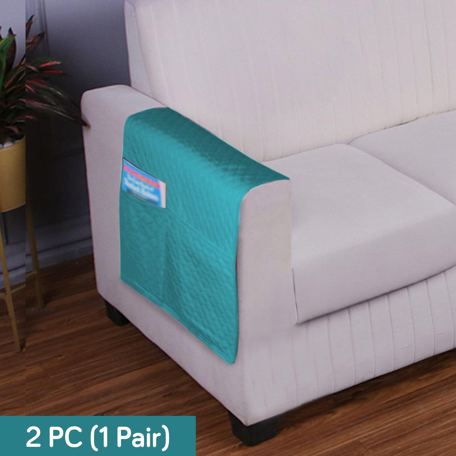 HOKIPO 2 Pcs Quilted Sofa Armrest Cover, Teal - HOKIPO | Har Ghar ka Humsafar