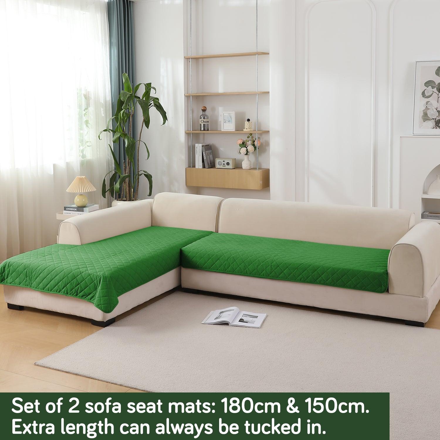 HOKIPO 3+2 L - Shape Sofa Mat - Waterproof, Anti - Slip, Quick Dry, Green - HOKIPO | Har Ghar ka Humsafar