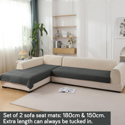 HOKIPO 3+2 L - Shape Sofa Mat - Waterproof, Anti - Slip, Quick Dry, Grey - HOKIPO | Har Ghar ka Humsafar