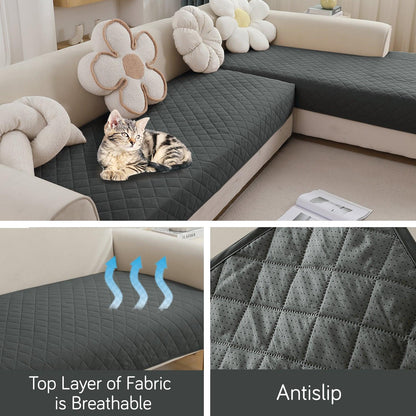 HOKIPO 3+2 L - Shape Sofa Mat - Waterproof, Anti - Slip, Quick Dry, Grey - HOKIPO | Har Ghar ka Humsafar