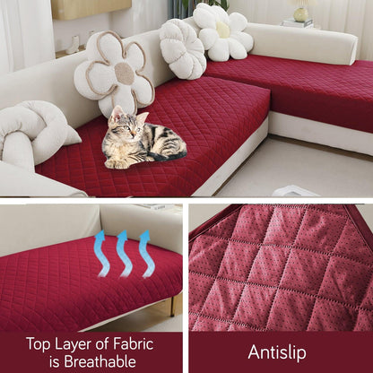 HOKIPO 3+2 L - Shape Sofa Mat - Waterproof, Anti - Slip, Quick Dry, Maroon - HOKIPO | Har Ghar ka Humsafar