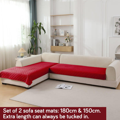 HOKIPO 3+2 L - Shape Sofa Mat - Waterproof, Anti - Slip, Quick Dry, Red - HOKIPO | Har Ghar ka Humsafar