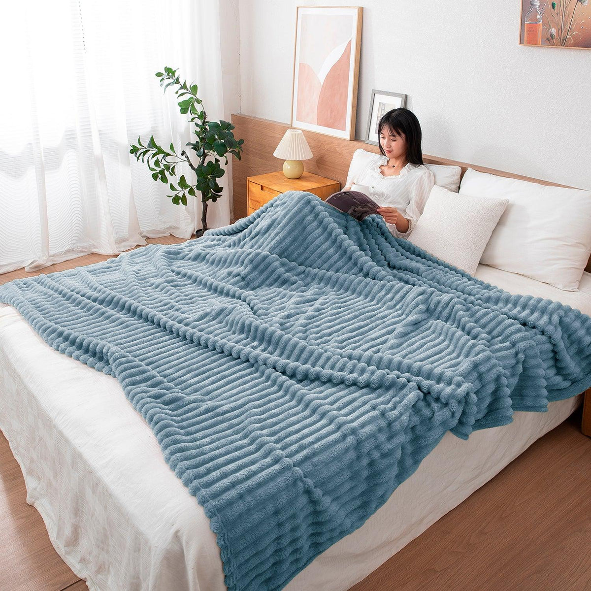 HOKIPO AC Blanket Double Bed Queen, 200x230 cm / 6.5x7.5 feet, Bluish Grey - HOKIPO | Har Ghar ka Humsafar