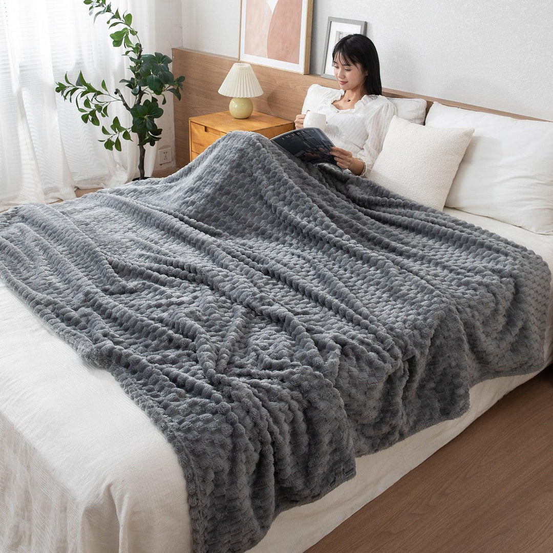 Grey Colour Soft Bubble Texture AC Blanket Double Bed