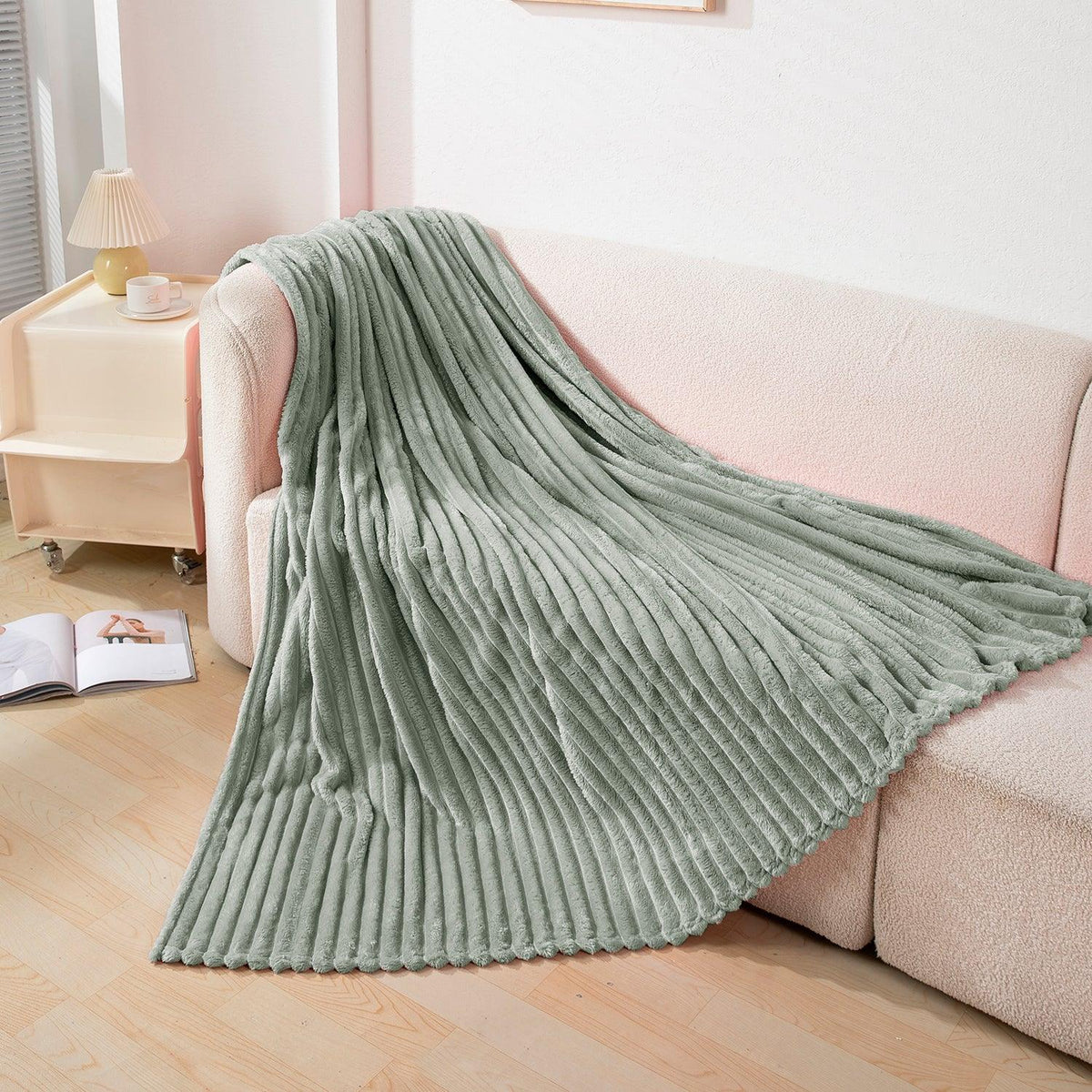 Buy Moss Green Striped AC Blanket | HOKIPO