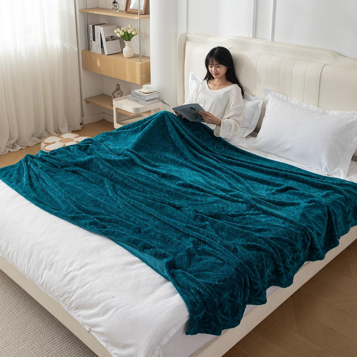 HOKIPO AC Blanket Double Bed Queen, 200x230 cm / 6.5x7.5 feet, Teal - HOKIPO | Har Ghar ka Humsafar