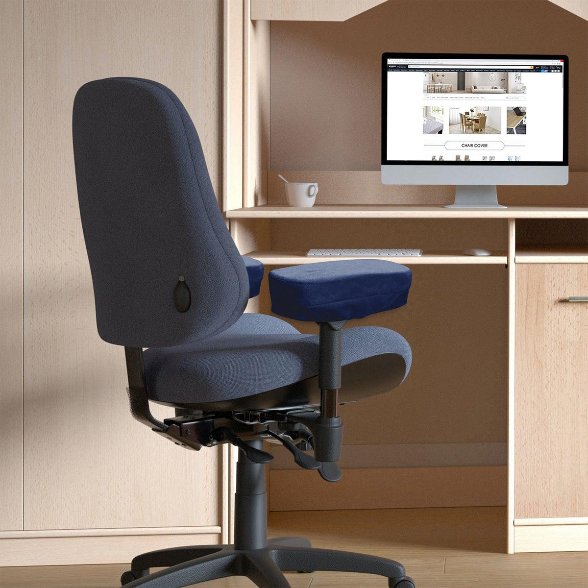 HOKIPO Chair Arm Rest Cushion Pad for Office Chair Comfy Armrest Covers, Blue - HOKIPO | Har Ghar ka Humsafar