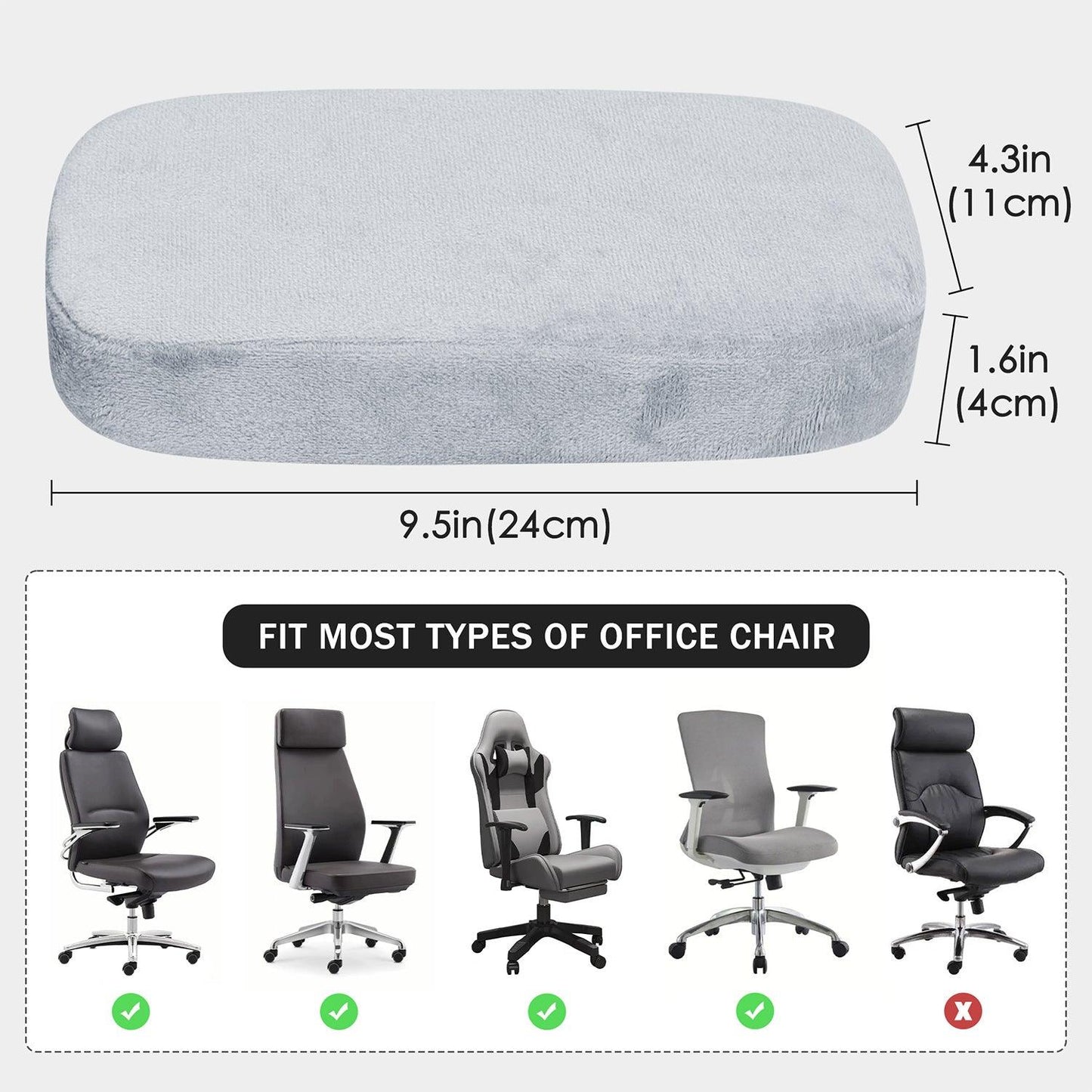 HOKIPO Chair Arm Rest Cushion Pad for Office Chair Comfy Armrest Covers, Grey - HOKIPO | Har Ghar ka Humsafar