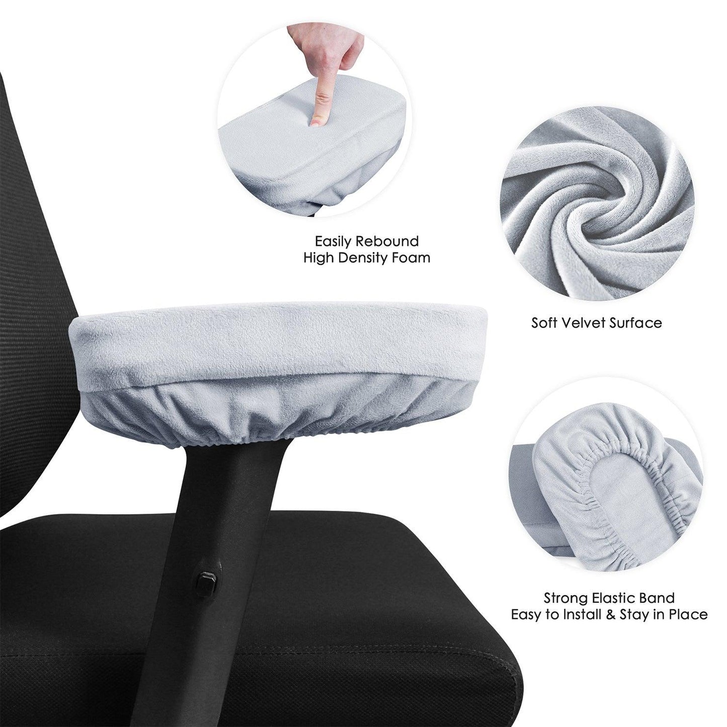 HOKIPO Chair Arm Rest Cushion Pad for Office Chair Comfy Armrest Covers, Grey - HOKIPO | Har Ghar ka Humsafar