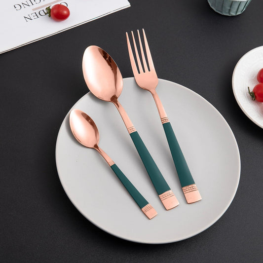 HOKIPO Cutlery Set of 18 / 24 Pcs Stainless Steel Flatware Set, Mirror Finish - Rose Gold - HOKIPO | Har Ghar ka Humsafar