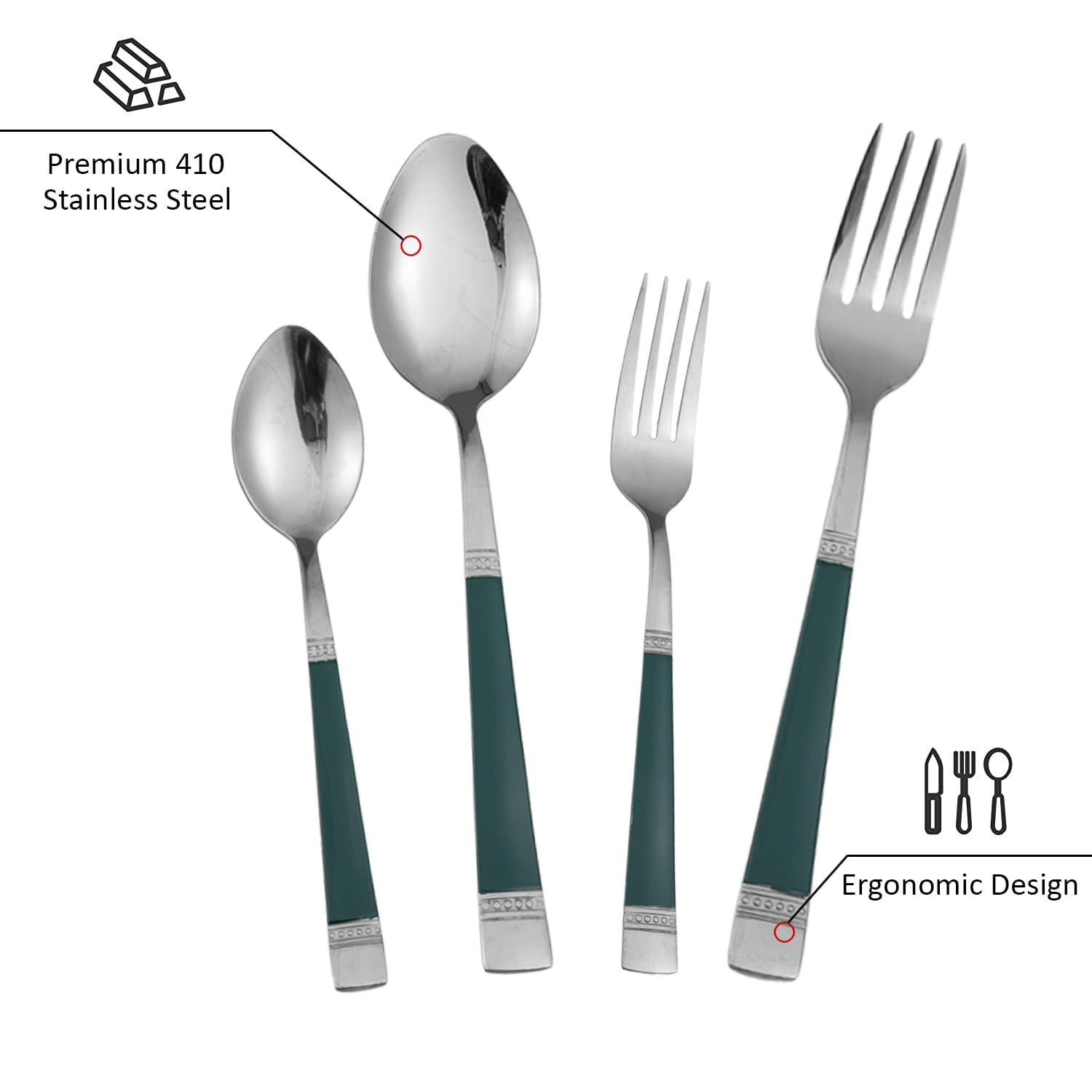 HOKIPO Cutlery Set of 18 / 24 Pcs Stainless Steel Flatware Set, Mirror Finish - Silverware - HOKIPO | Har Ghar ka Humsafar