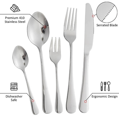 HOKIPO Cutlery Set of 30 Pcs Stainless Steel Flatware Set, Mirror Finish - Silverware - HOKIPO | Har Ghar ka Humsafar