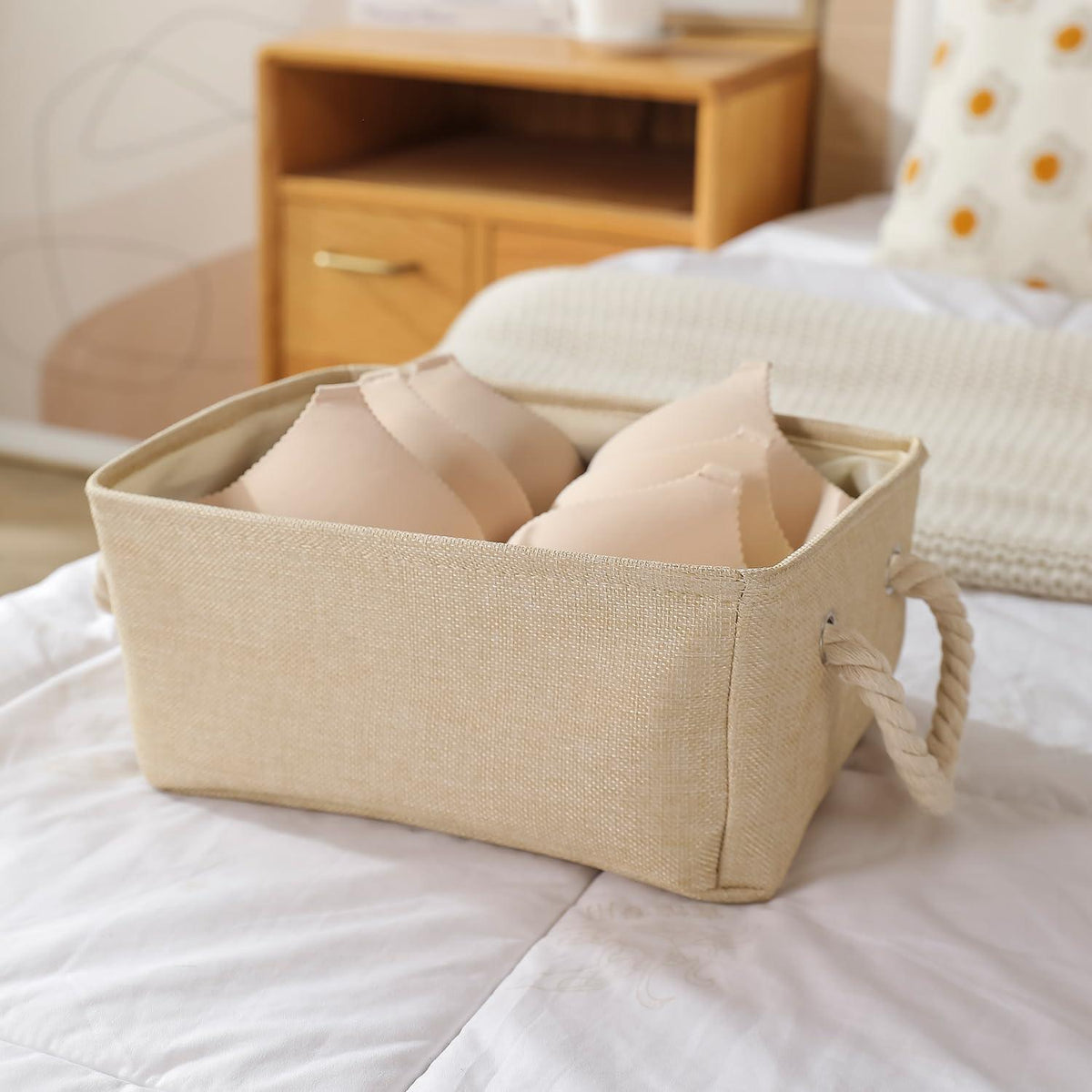 HOKIPO Eco - Friendly Foldable Baskets for Storage Pack of 2, Beige - HOKIPO | Har Ghar ka Humsafar
