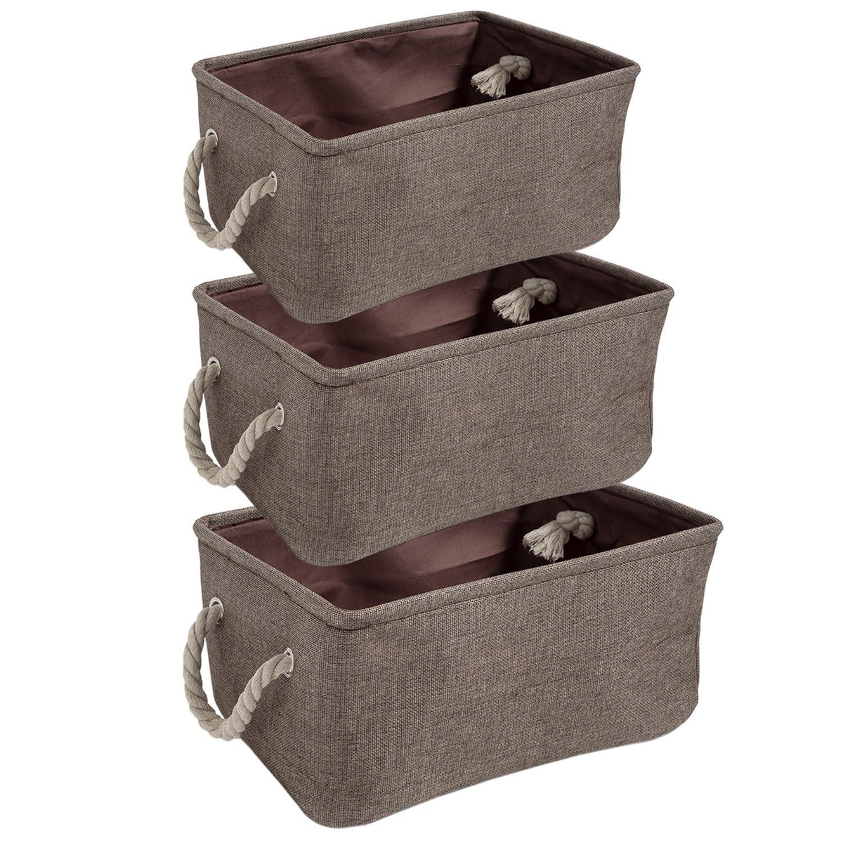 HOKIPO Eco - Friendly Foldable Baskets for Storager Set of 3, Brown - HOKIPO | Har Ghar ka Humsafar