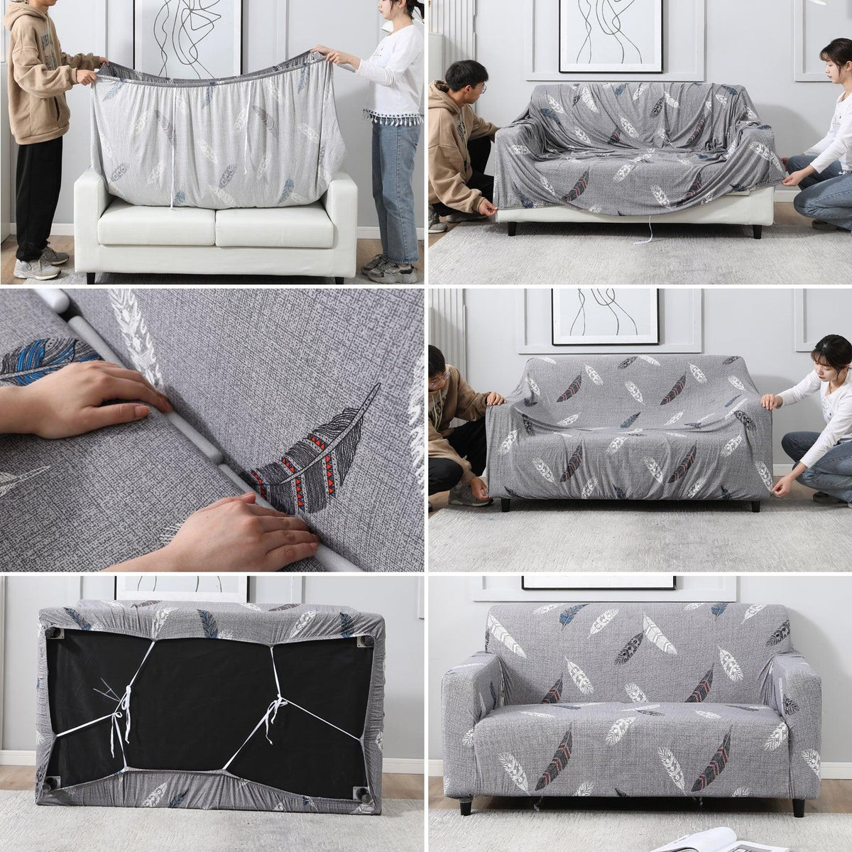 guide on How to put elastic sofa cover 