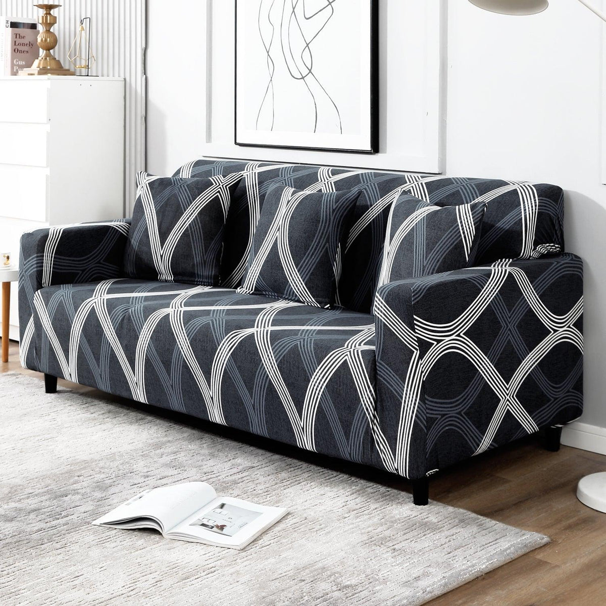 Shadow Grey Polyester stretchable 3 seater sofa cover​s