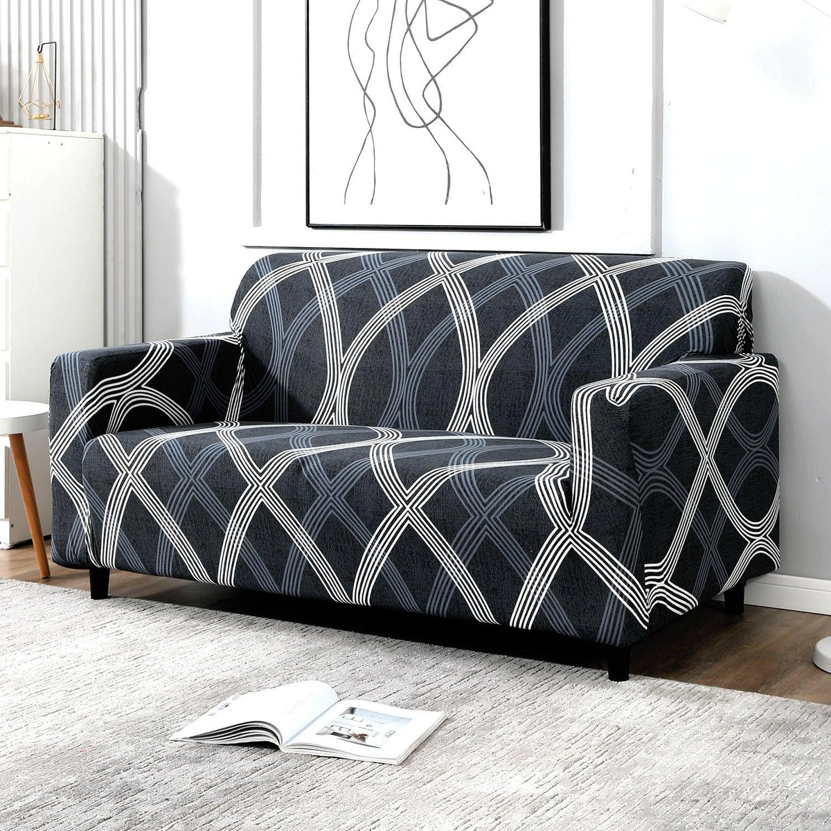 Shadow Grey non slip elastic 2 seater sofa cover