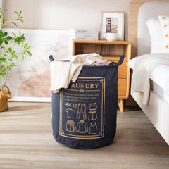 HOKIPO Foldable Cloth Laundry Bag Hamper, Large 63 - Ltr - Dark Blue - HOKIPO | Har Ghar ka Humsafar