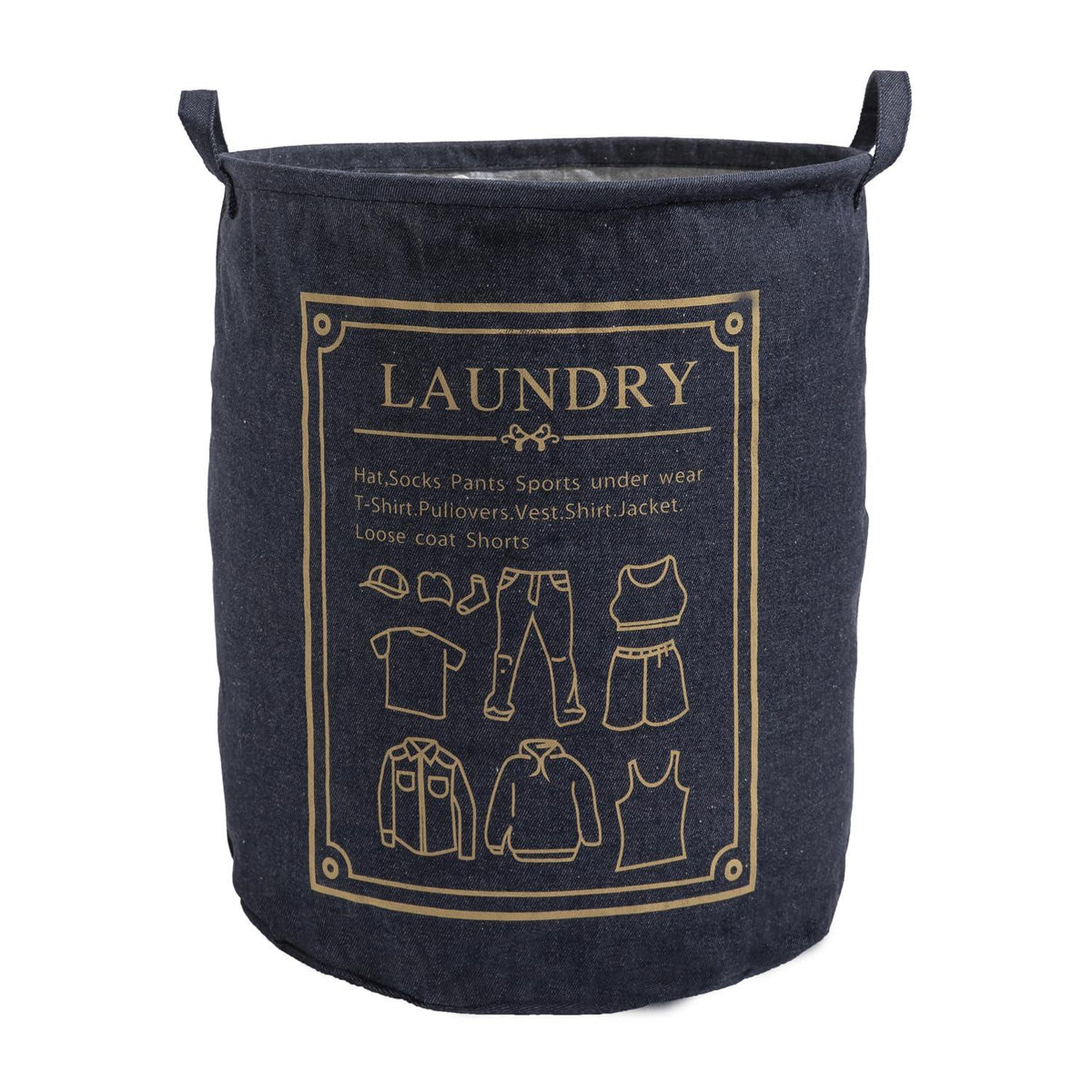 HOKIPO Foldable Cloth Laundry Bag Hamper, Large 63 - Ltr - Dark Blue - HOKIPO | Har Ghar ka Humsafar