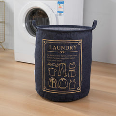 HOKIPO Foldable Cloth Laundry Bag Hamper, Large 63 - Ltr - Dark Blue - HOKIPO | Har Ghar ka Humsafar