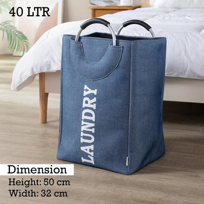 HOKIPO Foldable Laundry Bag with Handles, 40L - Blue - HOKIPO | Har Ghar ka Humsafar