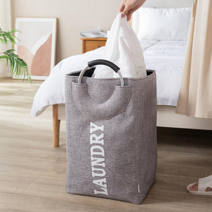 HOKIPO Foldable Laundry Bag with Handles, 40L - Grey - HOKIPO | Har Ghar ka Humsafar