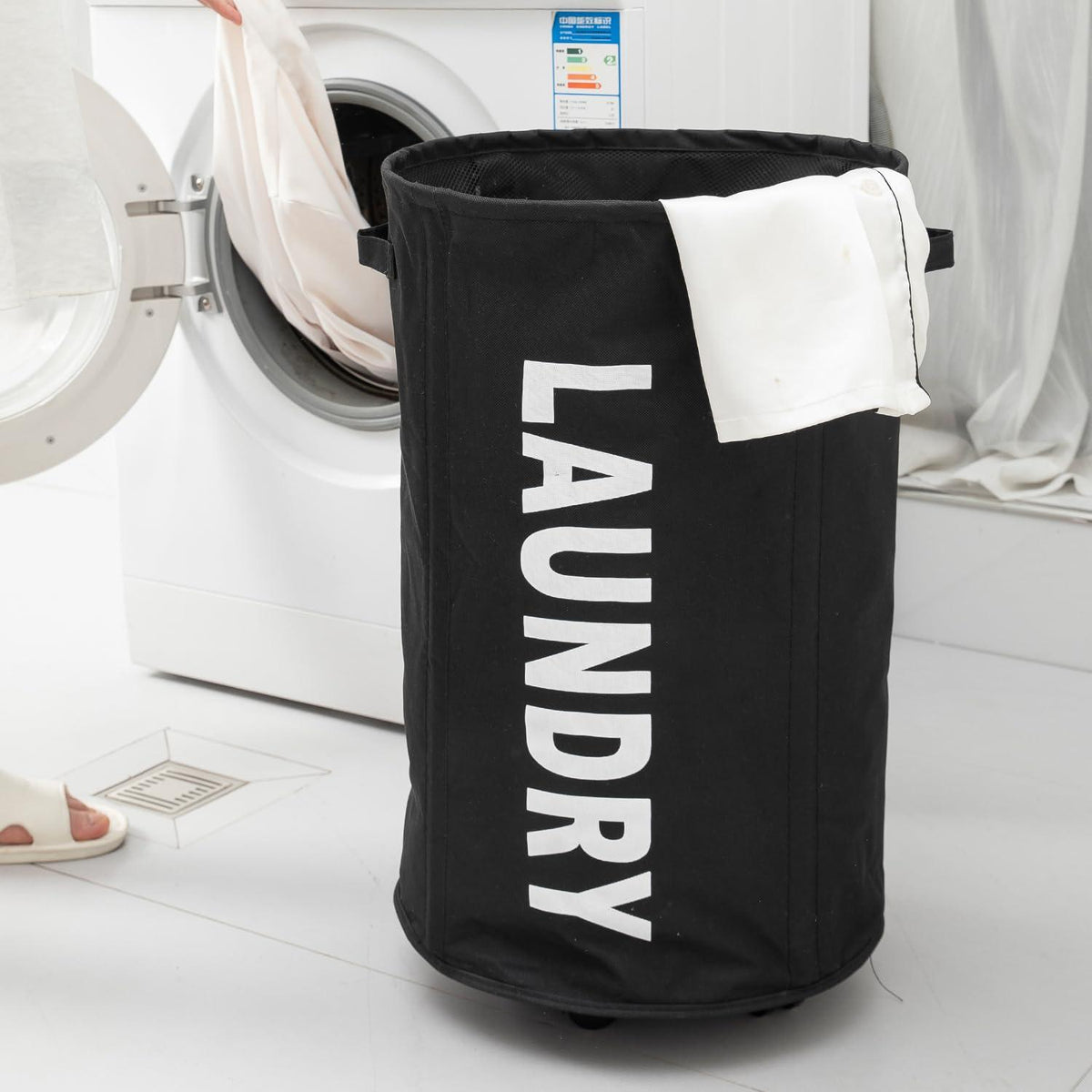 HOKIPO Foldable Laundry Hamper with Wheels, Black - HOKIPO | Har Ghar ka Humsafar