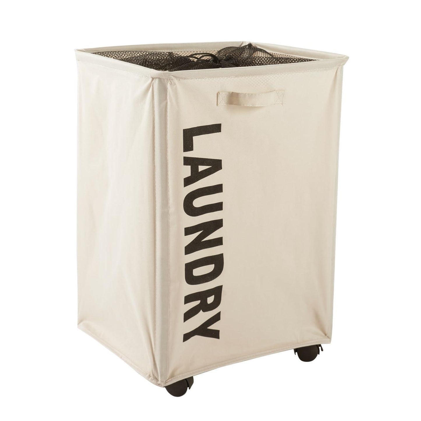 HOKIPO Foldable Laundry Hamper with Wheels, Cream - HOKIPO | Har Ghar ka Humsafar