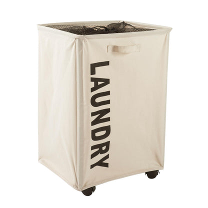 HOKIPO Foldable Laundry Hamper with Wheels, Cream - HOKIPO | Har Ghar ka Humsafar