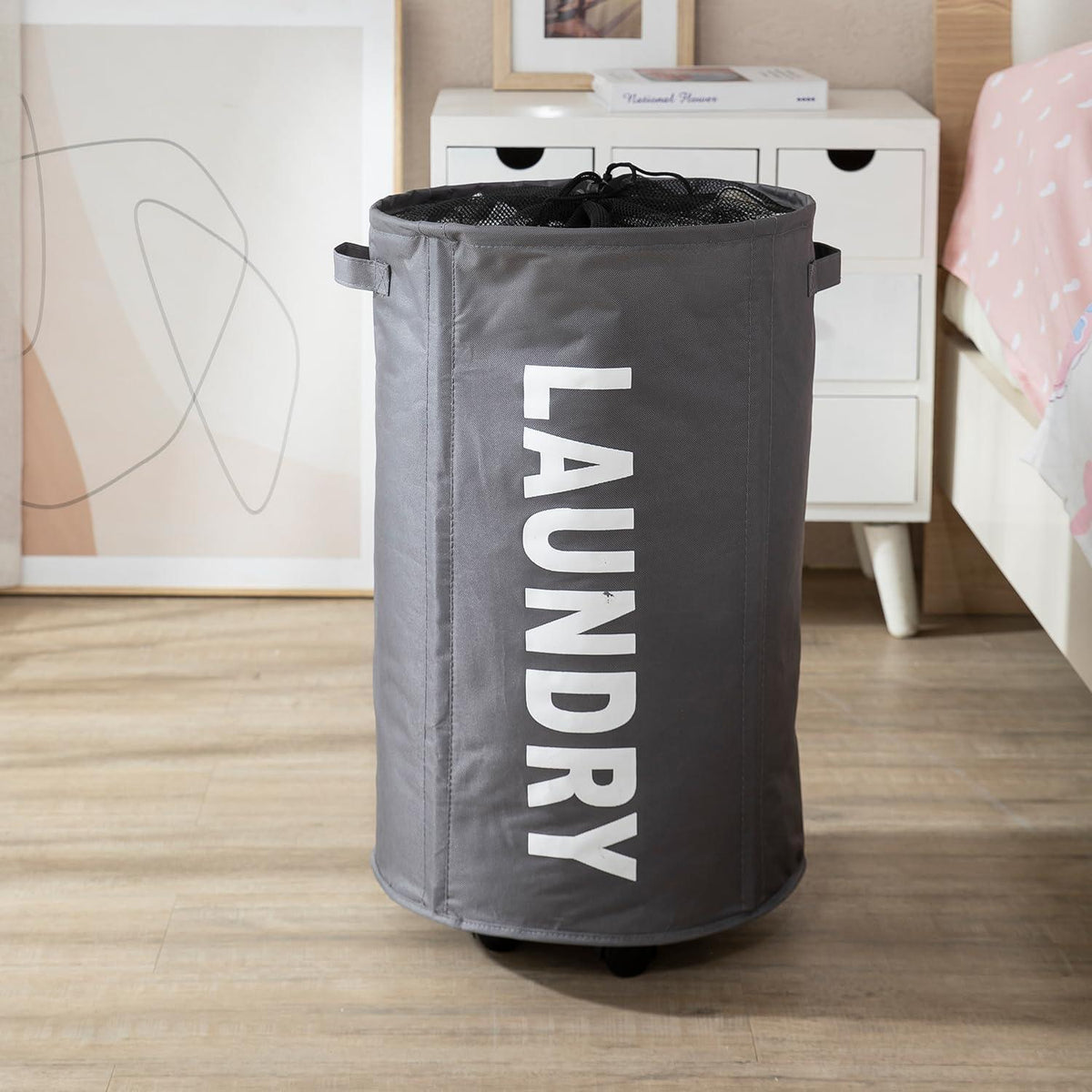 HOKIPO Foldable Laundry Hamper with Wheels, Grey - HOKIPO | Har Ghar ka Humsafar