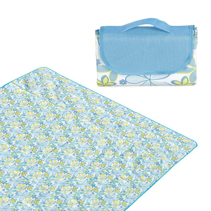 HOKIPO Foldable Waterproof and Sandproof Picnic Mat, Floral Blue - HOKIPO | Har Ghar ka Humsafar