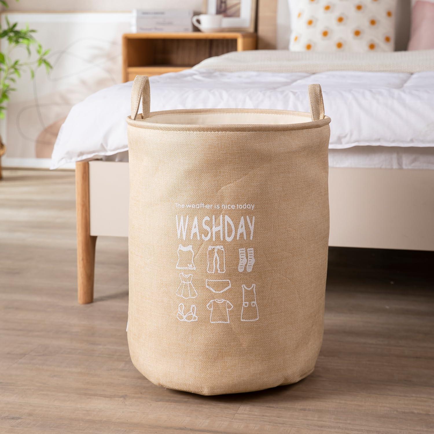 HOKIPO Folding Laundry Basket for Clothes, 43L - Beige - HOKIPO | Har Ghar ka Humsafar