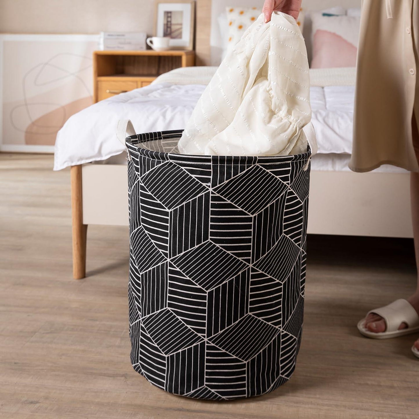 HOKIPO Folding Laundry Basket for Clothes - Large 43 LTR , Black - HOKIPO | Har Ghar ka Humsafar