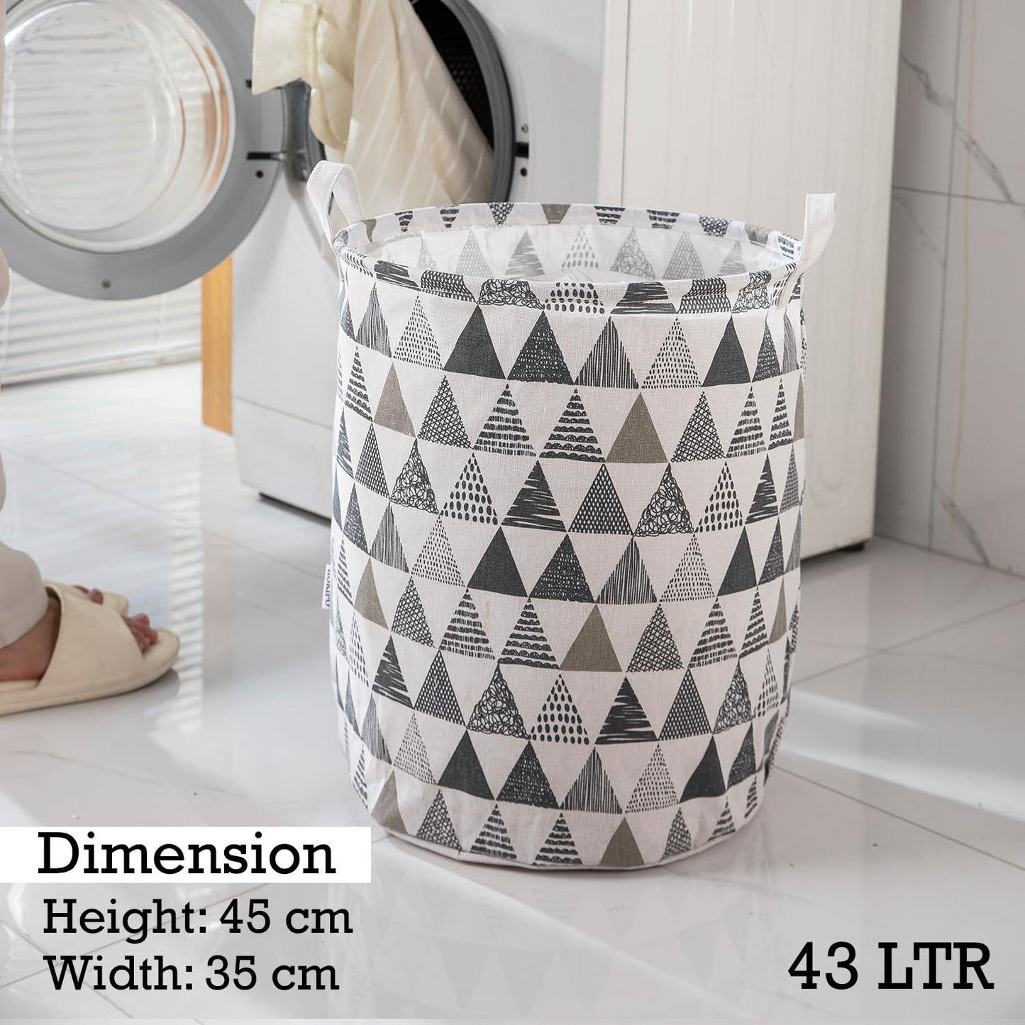 HOKIPO Folding Laundry Basket for Clothes - Large 43 LTR , Grey - HOKIPO | Har Ghar ka Humsafar