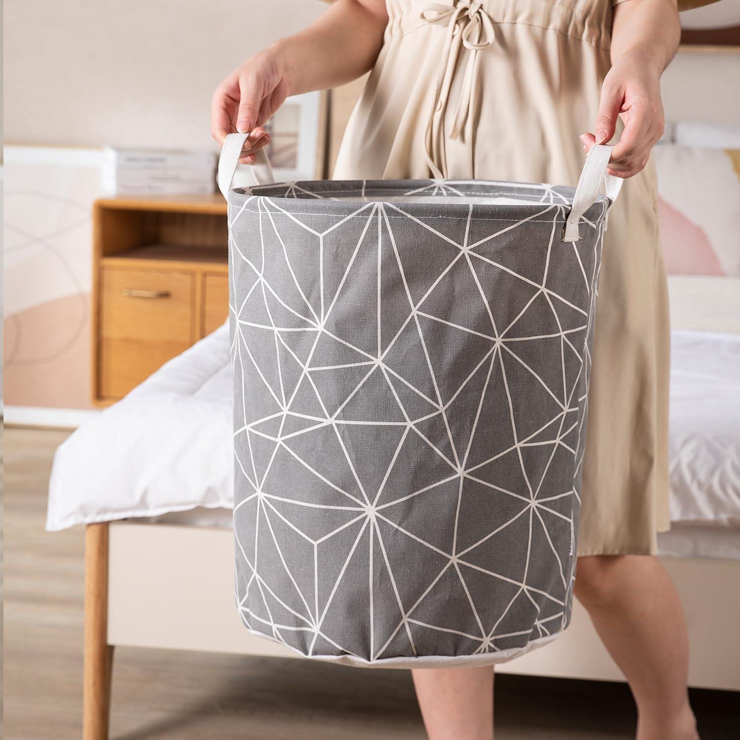 HOKIPO Folding Laundry Basket for Clothes - Large 43 LTR, Grey - HOKIPO | Har Ghar ka Humsafar