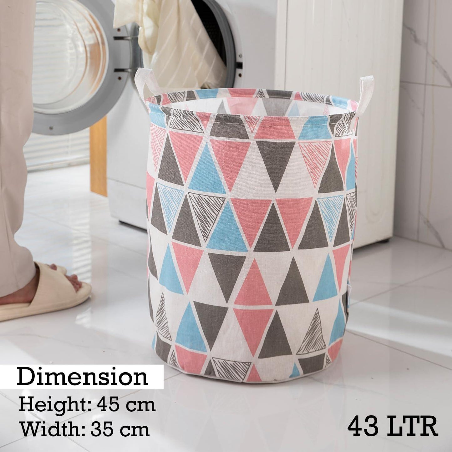 HOKIPO Folding Laundry Basket for Clothes - Large 43 LTR, Multicolor - HOKIPO | Har Ghar ka Humsafar