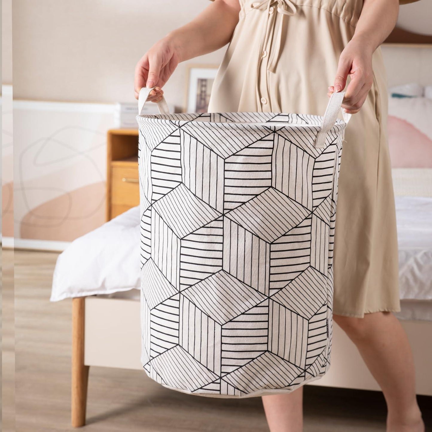 HOKIPO Folding Laundry Basket for Clothes - Large 43 LTR, White - HOKIPO | Har Ghar ka Humsafar