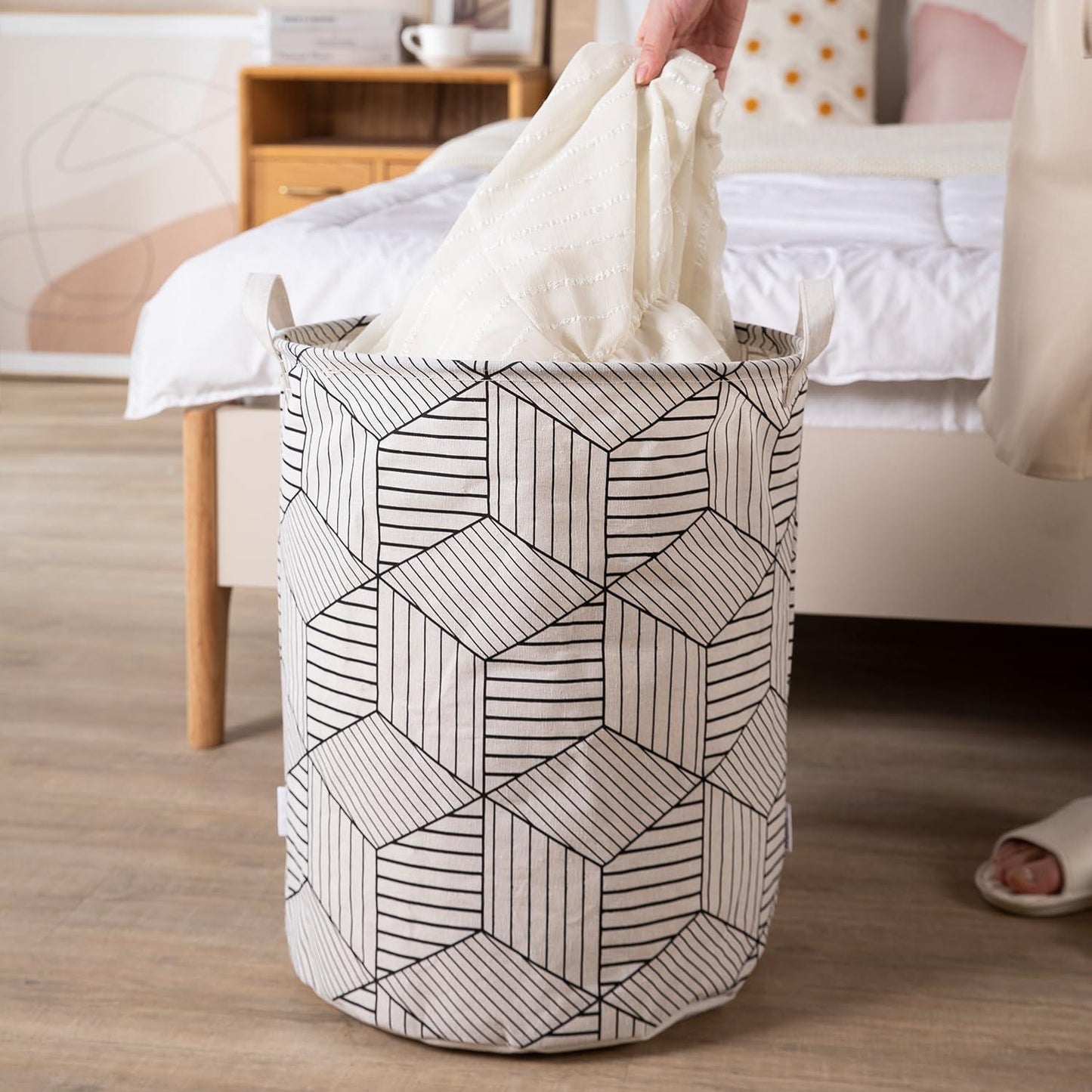 HOKIPO Folding Laundry Basket for Clothes - Large 43 LTR, White - HOKIPO | Har Ghar ka Humsafar