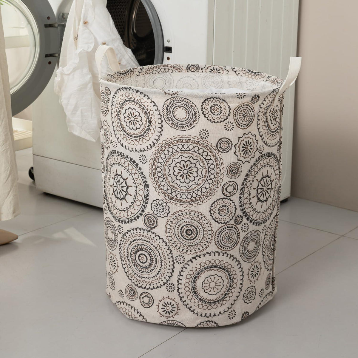 HOKIPO Folding Laundry Basket for Clothes, Round Collapsible Storage Basket, 42 - Ltr - HOKIPO | Har Ghar ka Humsafar