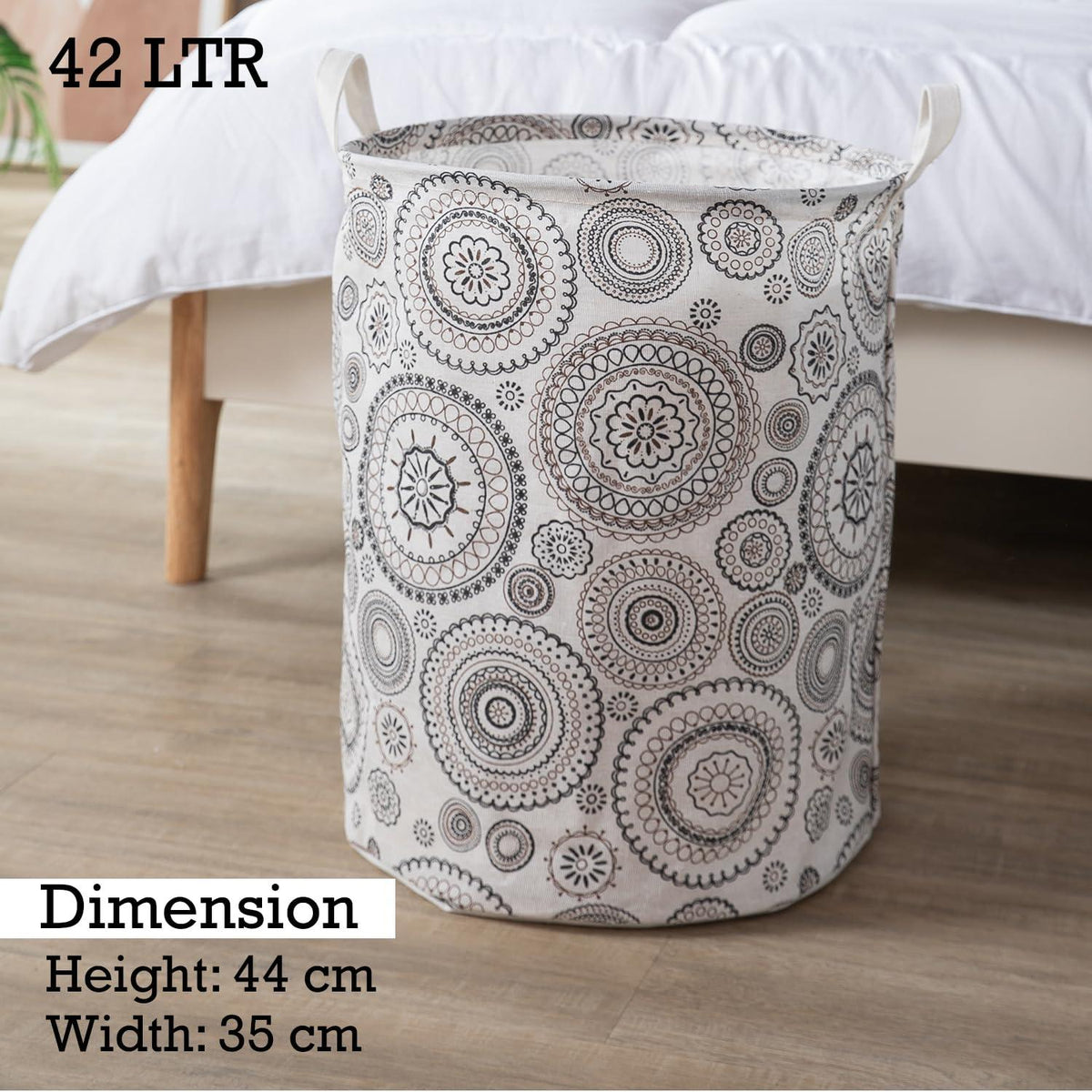 HOKIPO Folding Laundry Basket for Clothes, Round Collapsible Storage Basket, 42 - Ltr - HOKIPO | Har Ghar ka Humsafar