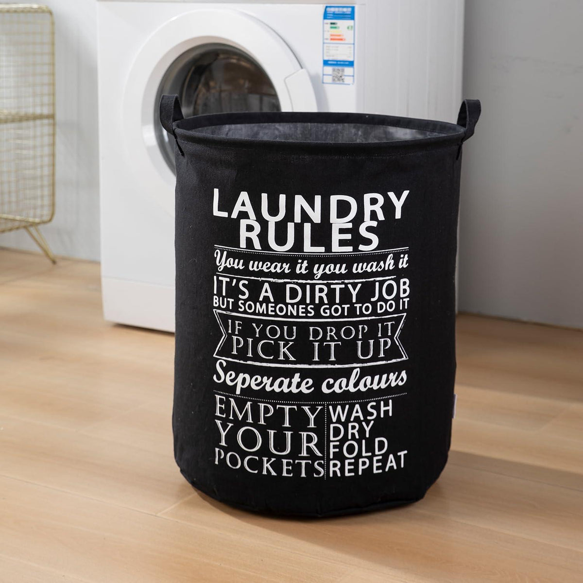 HOKIPO Folding Laundry Clothes Storage Basket - Large 63 Ltr, Black - HOKIPO | Har Ghar ka Humsafar