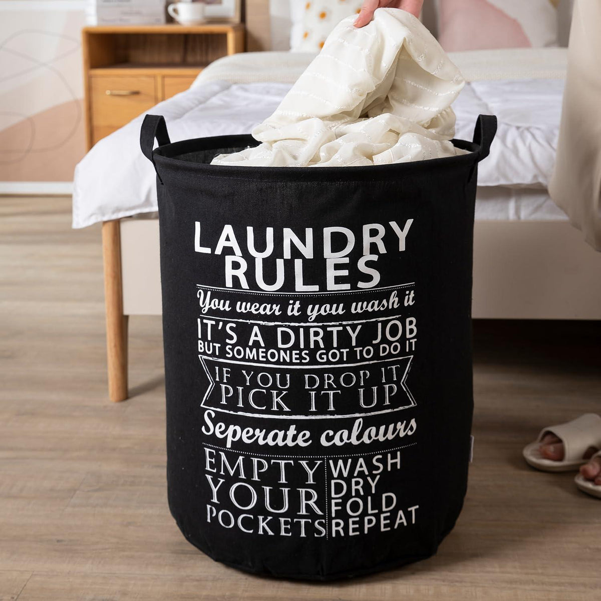 HOKIPO Folding Laundry Clothes Storage Basket - Large 63 Ltr, Black - HOKIPO | Har Ghar ka Humsafar