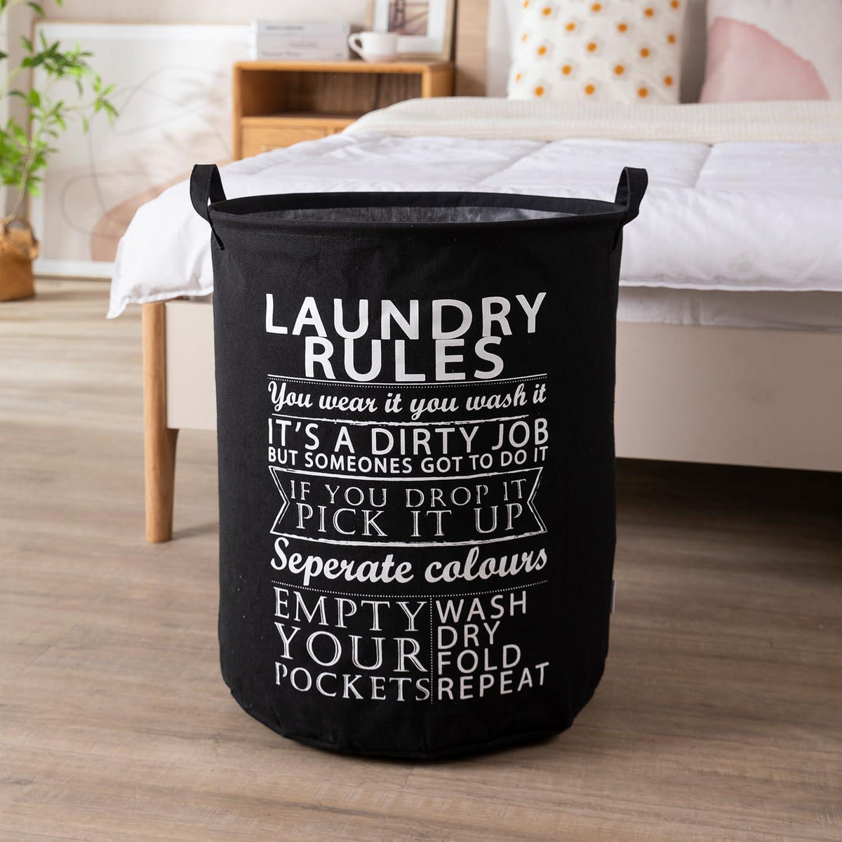 HOKIPO Folding Laundry Clothes Storage Basket - Large 63 Ltr, Black - HOKIPO | Har Ghar ka Humsafar