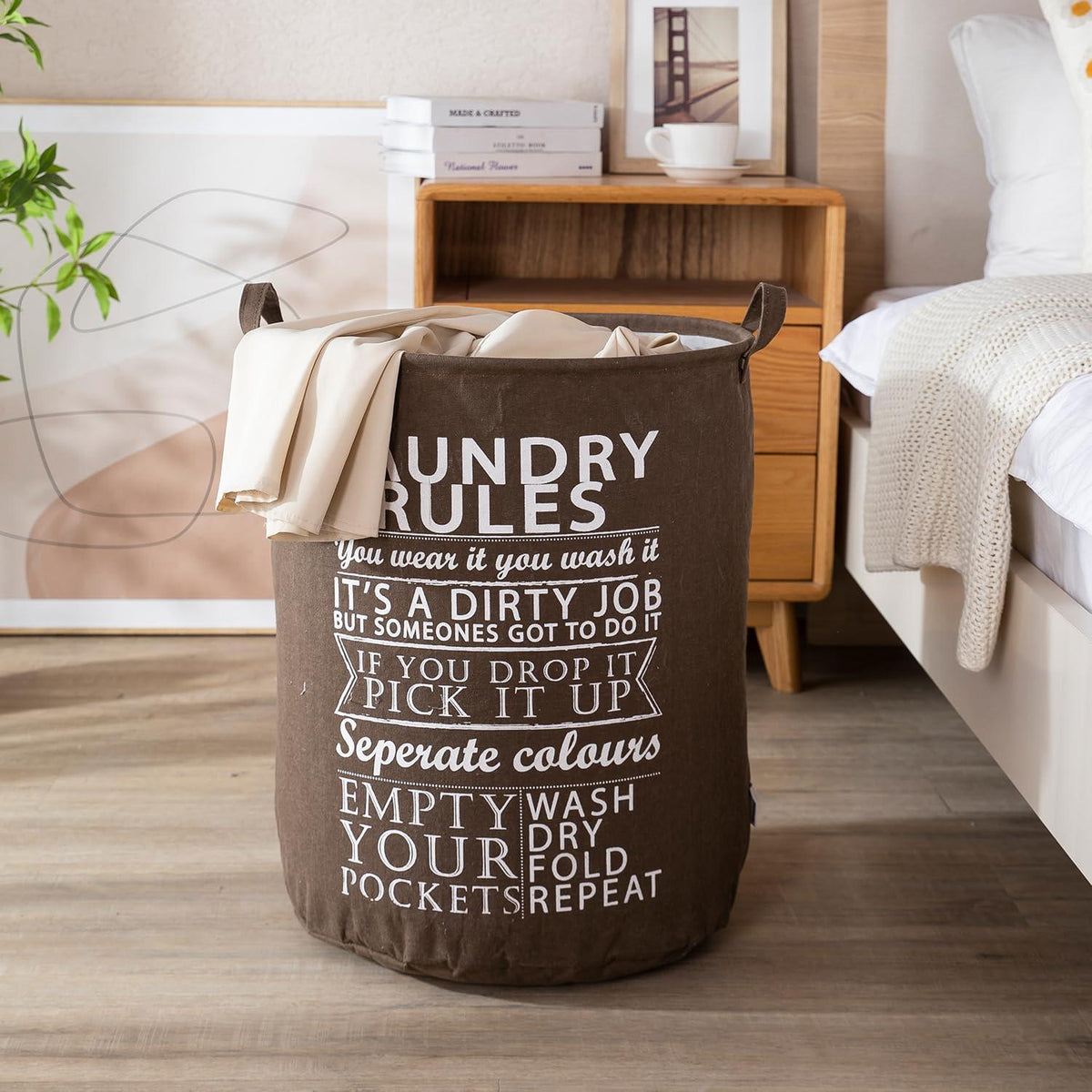 HOKIPO Folding Laundry Clothes Storage Basket - Large 63 Ltr, Brown - HOKIPO | Har Ghar ka Humsafar