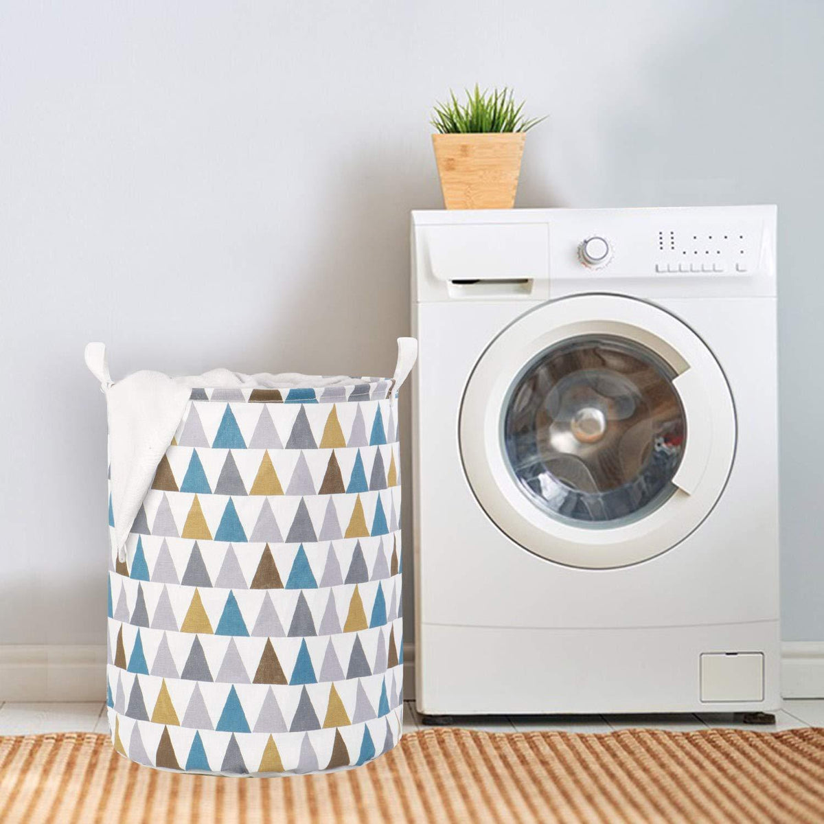 HOKIPO Folding Laundry Cotton Basket for Clothes - Large 43 LTR, Multicolor - HOKIPO | Har Ghar ka Humsafar