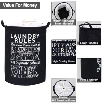 HOKIPO Folding Laundry Cotton Basket With Lid - Large 63 Ltr, Black - HOKIPO | Har Ghar ka Humsafar