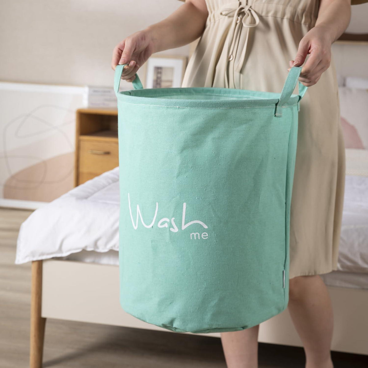 HOKIPO Folding Laundry Storage Basket - Large 46 Ltr, Green - HOKIPO | Har Ghar ka Humsafar